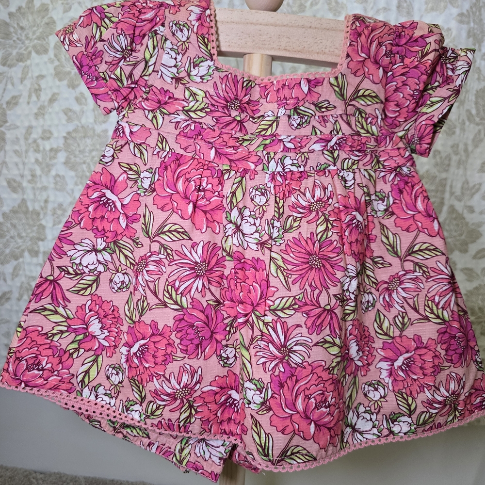 Tommy Bahama Pink Floral Cap Sleeve Girls Top